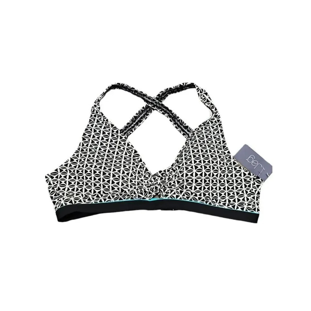 Jag Black and White Geometric Print Swimsuit Top XL